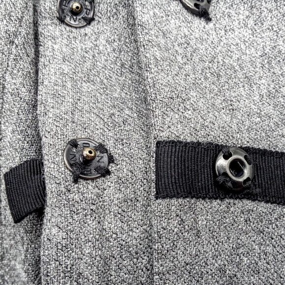 Nanette Lepore Grey Black Grosgrain Bow Trim Wool Blazer - Picture 5 of 7